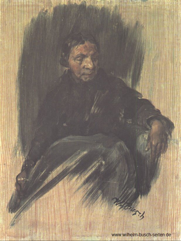 Alte Frau in Schwarzgrün